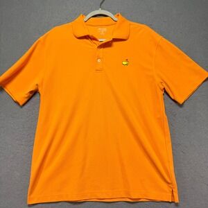 Masters Tech Golf Polo Shirt Mens Medium Orange Masters‎ Logo Short Sleeve